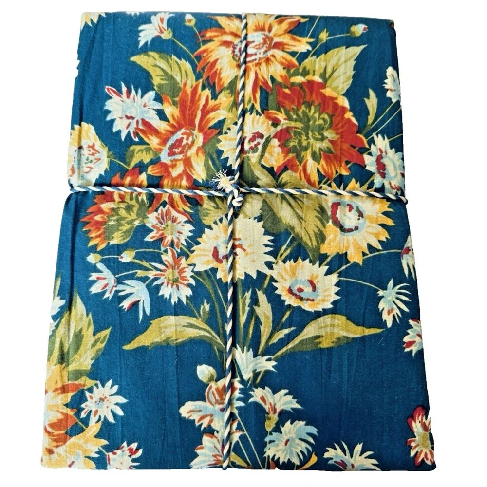 April Cornell MARGUERITE Floral Tablecloth 60x84 Blue Orange French Country
